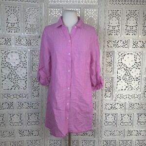 Tommy Bahama Pink Linen Blend Tunic Coverup Dress Womens XSmall Beachy Coastal
